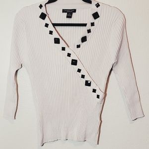 August Silk Embellished Ribbed Top